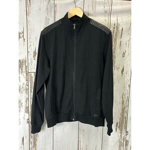 Michael Kors Men's Black Jacket with Faux Leather Detail